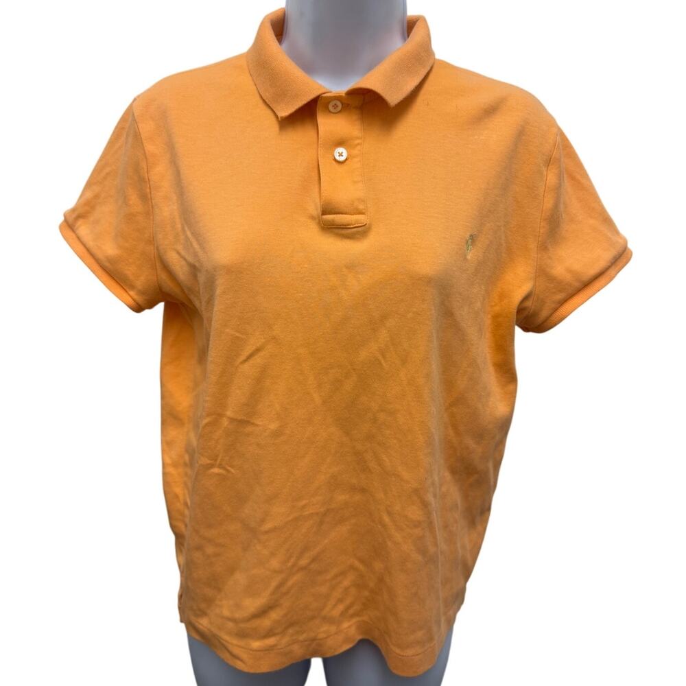 VTG 90's Ralph Lauren Sport Polo Shirt Womens XL Orange Pony Preppy Slim Top